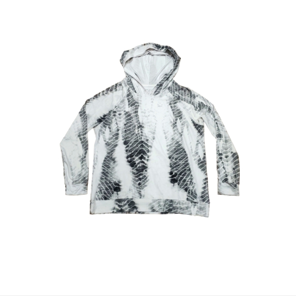 Evolution & Creation Women's White‎ Black Tie Dye Pullover Hoodie Medium